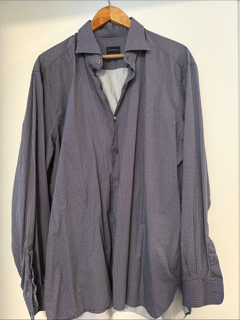 Ermenegildo Zegna Navy Micro-Pattern Shirt Jacket